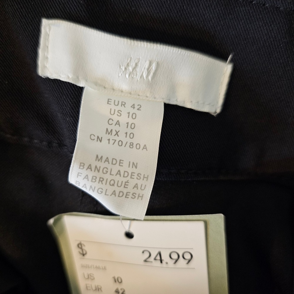 NWT H&M Black Straight Leg Pants Flat Front High Waist Size 10 - Picture 8 of 9